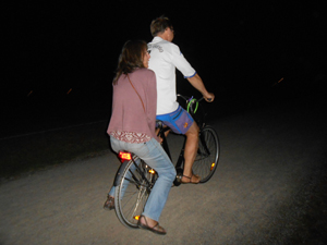 Thomas´ nye tandem cykel på vej hjem... til stor glæde for Chrider & Formanden :-D